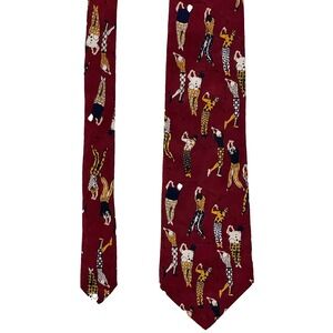 Golf Men's Tie Burgundy Sky Blend Country Club Golfer Print